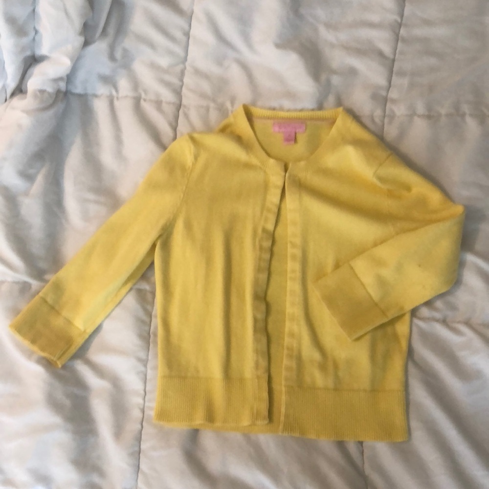 Lilly Pulitzer Yellow 3/4 cardigan XS